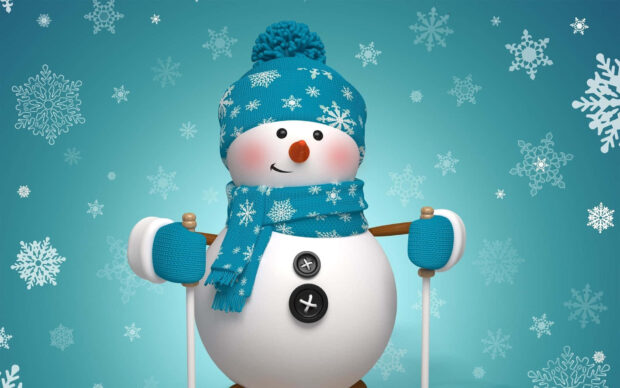 Christmas Snowman Blue winter Clothes Wallpaper.