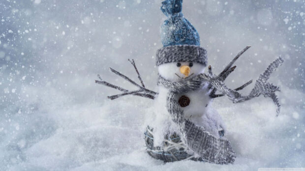 Christmas Snowman Gray Scarf Desktop Wallpaper.