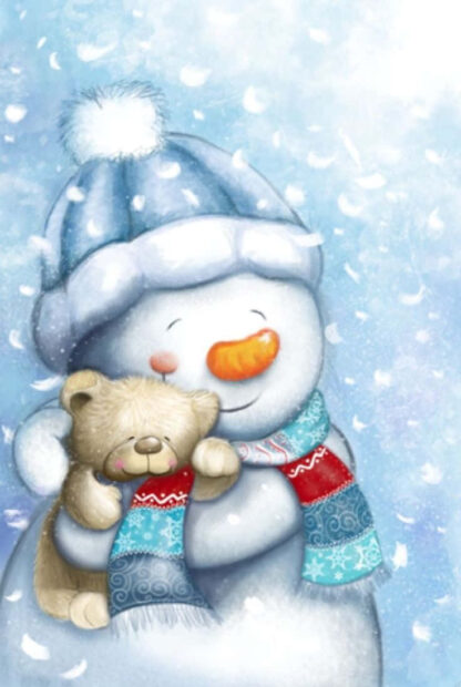 Christmas Snowman Hugging Teddy Bear Wallpaper Android.