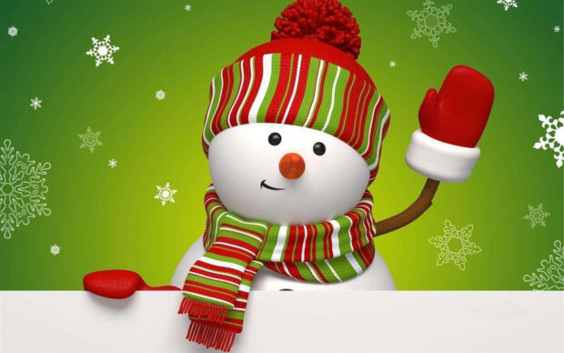 Christmas Snowman Red Scarf Wallpaper.