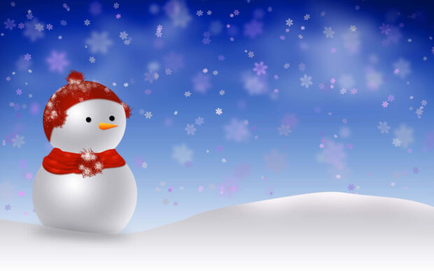 Christmas Snowman Snowy Ground Wallpaper.