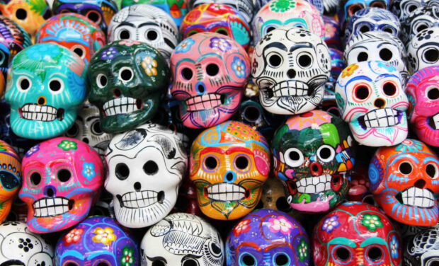 Colorful Day Of The Skulls Wallpaper.