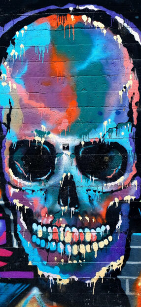 Colorful Skull Graffiti Iphone Wallpaper.