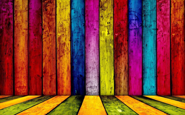 Colorful Wooden Panels Desktop Wallpaper HD.