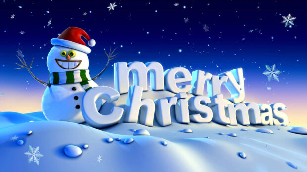 Cool Christmas Digital Art Of Snowman Desktop HD Wallpaper.