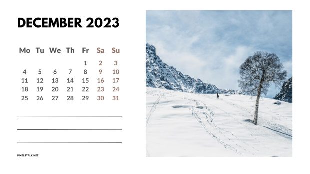 Cool December 2023 Calendar Background.