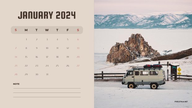 Cool January 2024 Calendar Background.