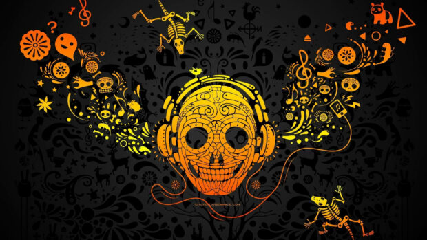 Crazy Mexican Skull Art Wallpaper.