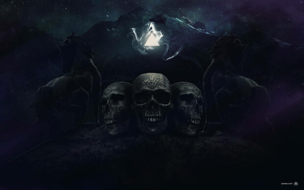 Creepy Gangster Skull Triad Background.