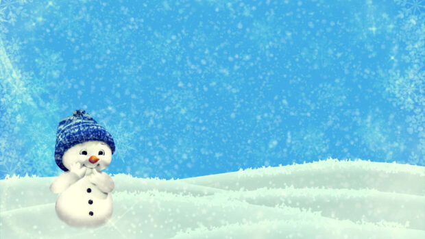 Cute Christmas Laptop Snowman Wallpaper.