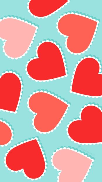 Cute Scalloped Heart Valentines Day Wallpaper.