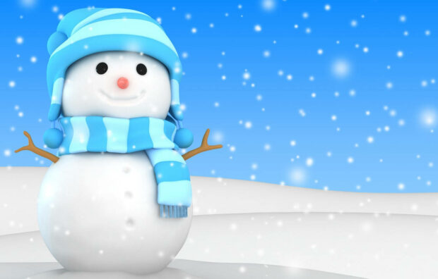 Cute Snow Man Graphics Desktop Wallpaper.