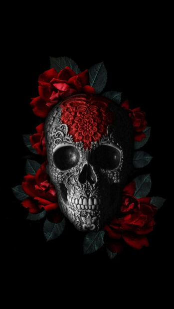 Dark Red Flowers For Day Of The Dead Wallpaper.