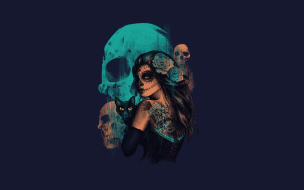 Day Of The Dead Collage Skulls Wallpaper.