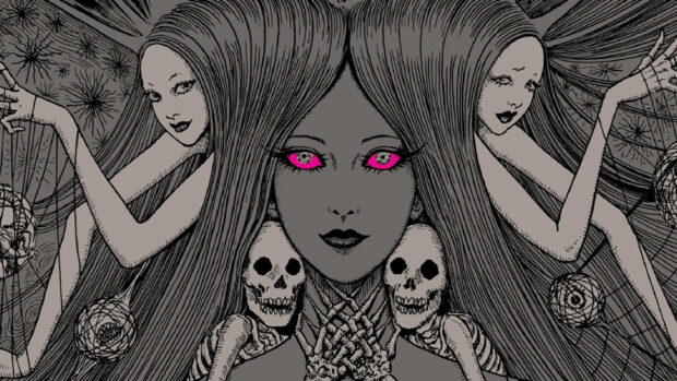 Death Inspired Junji Ito Artwork Skull Background.