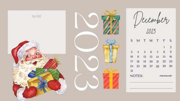 December 2023 Calendar Wallpaper HD 1080p.