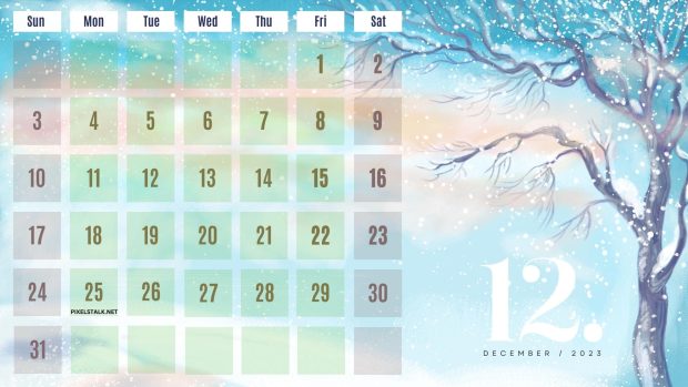 December 2023 Calendar Wallpaper HD 1080p.