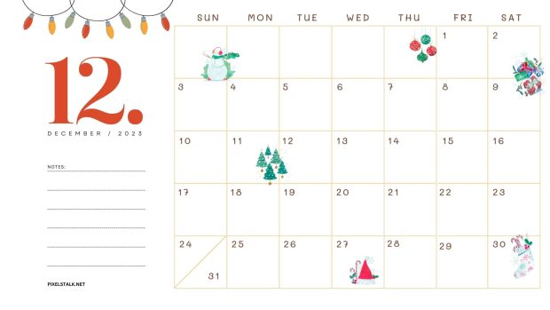 December 2023 Calendar Wallpaper HD Free download.