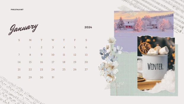 Download January 2024 Calendar HD Wallpaper.