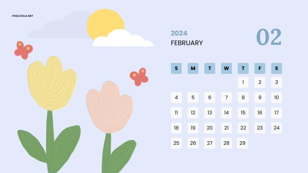 February 2024 Calendar Backgrounds HD 1080p.