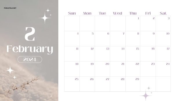 February 2024 Calendar Desktop Background.