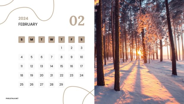 February 2024 Calendar Desktop Wallpaper.