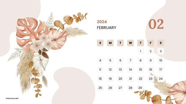 February 2024 Calendar HD Wallpaper.