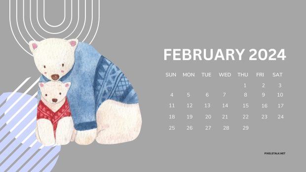 February 2024 Calendar HD Wallpaper Free download.