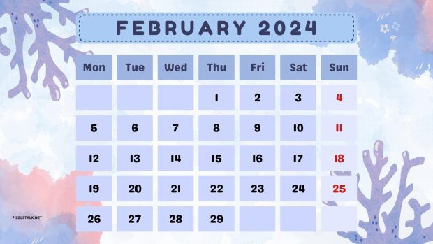 February 2024 Calendar Wallpaper HD.