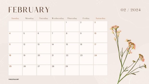 February 2024 Calendar Wallpaper HD Free download.