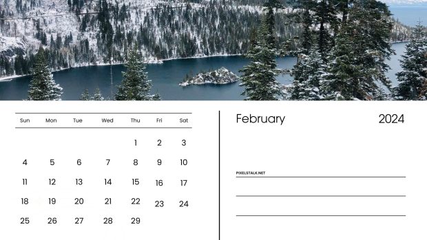 February 2024 Calendar Wallpaper HD Free download.