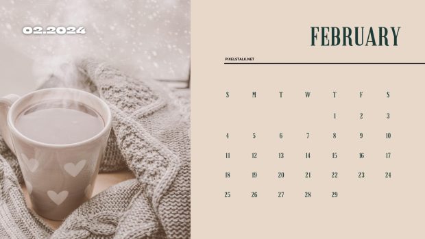 February 2024 Calendar Wide Screen Wallpaper.