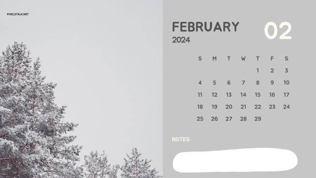 February 2024 Calendar Wide Screen Wallpaper HD.