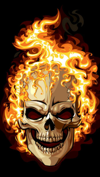 Flaming Gangster Skull Wallpaper for Mobile.