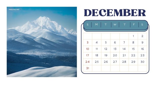 Free download December 2023 Calendar Image.