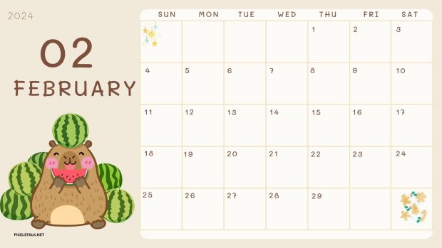 Free download February 2024 Calendar Backgrounds.