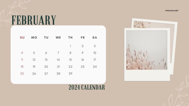 Free download February 2024 Calendar Image.