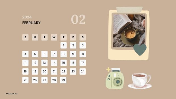 Free download February 2024 Calendar Wallpaper HD.