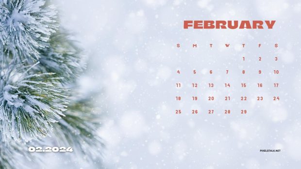 Free download February 2024 Calendar Wallpaper HD.