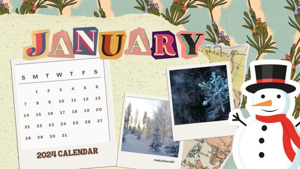 Free download January 2024 Calendar Wallpaper.