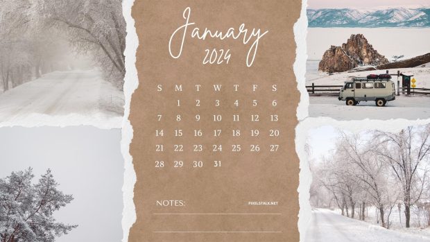 Free download January 2024 Calendar Wallpaper HD.