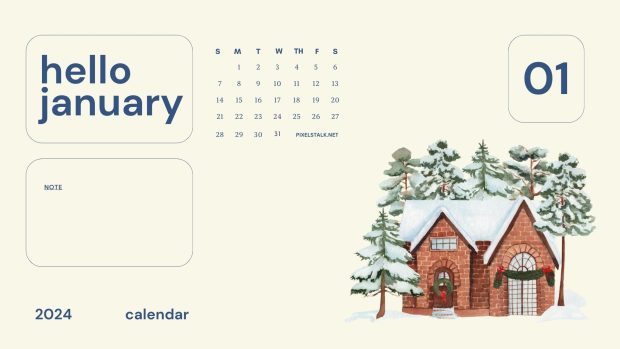 Free download January 2024 Calendar Wallpaper HD.
