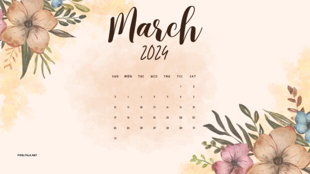 Free download March 2024 Calendar Image.