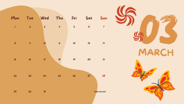 Free download March 2024 Calendar Wallpaper.