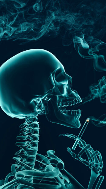 Gangster Skull Smoking A Cigarette Wallpaper.