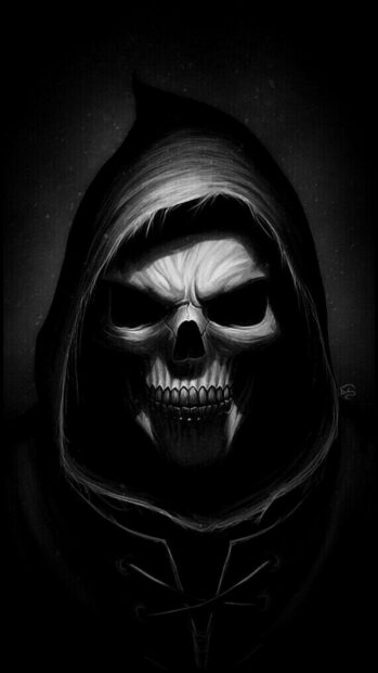 Gangster Skull Wearing A Hood Wallpaper.