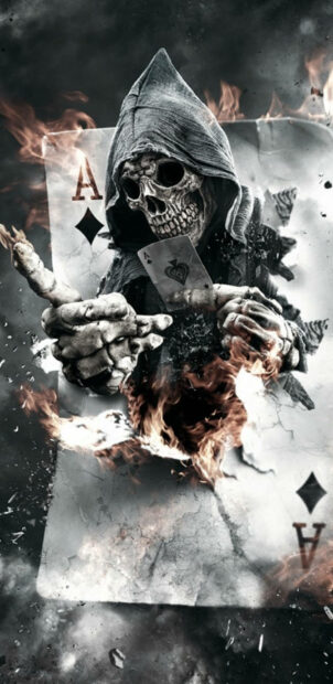 Gangster Skull With Cards Wallpaper iPhone.