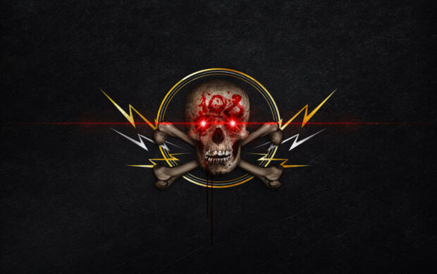 Gangster Skull With Glowing Red Eyes Background.