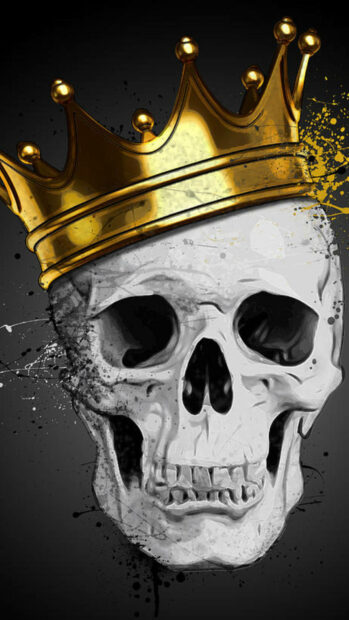 Gangster Skull With Gold Crown Wallpaper iPhone 14.