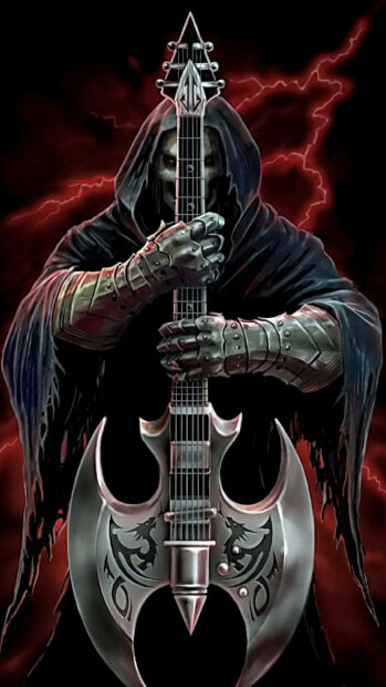 Gangster Skull With Guitar Wallpaper for iOS.